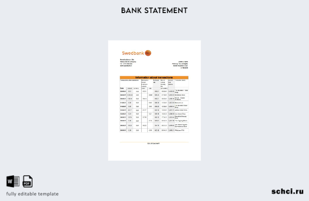 цифровая загрузка шаблона Excel выписки из банка Swedbank в Литве